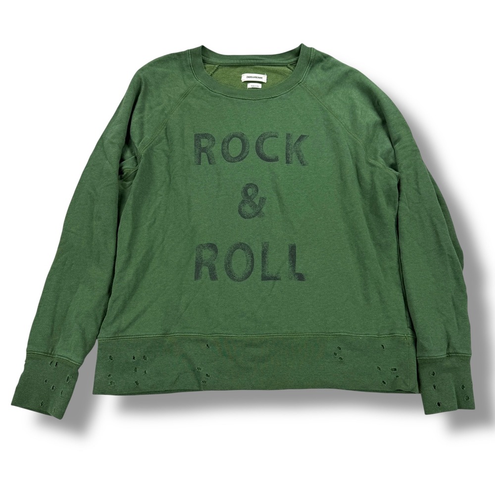 Zadig & Voltaire Rock & Roll Sweatshirt Womens Medium M Distressed Green - $197 - Picture 4 of 11